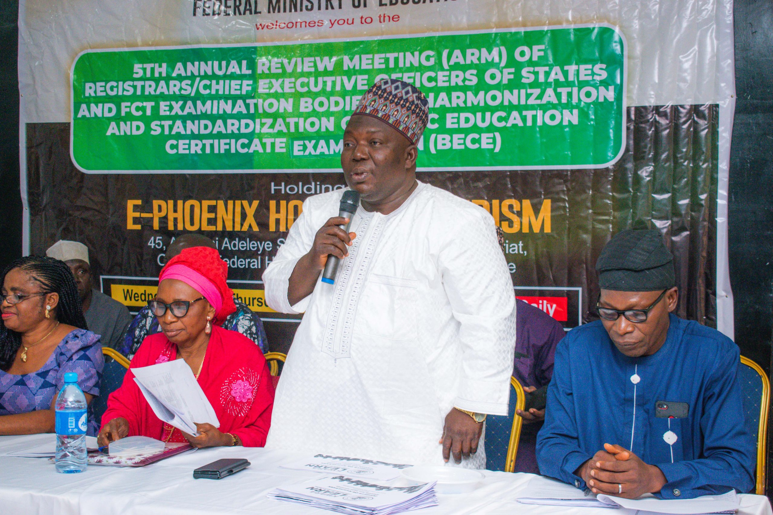 KWSUBEB Chair, Prof. Shehu Raheem Adaramaja speaking about KwaraLEARN at the 5th ARM in Ilorin.